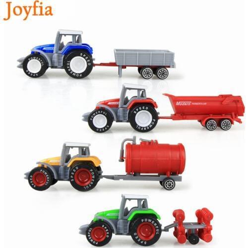 4pcs/Lots Farm Vehicles Mini Car Model Engineering Car Model Tractor Engineering Car Tractor Toy Truck Model Toys For Children