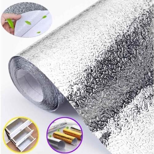 40x100cm Kitchen Oil-proof Waterproof Stickers Aluminum Foil Kitchen Stove Cabinet Self Adhesive Wall Sticker Diy Wallpaper