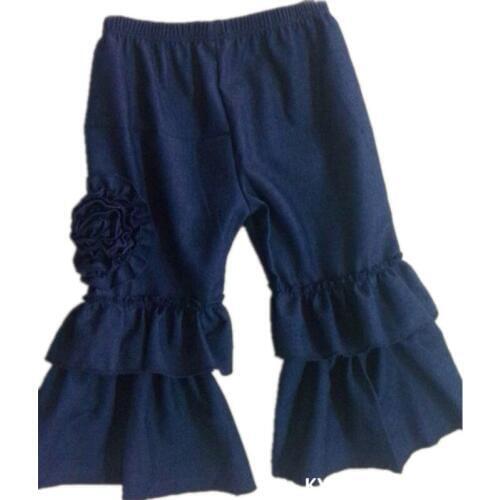 5PCS Baby Girl Denim Pants Kids Ruffle Denim Jeans Pants With DIY Flower Toddler Summer Clothes Free Shipping