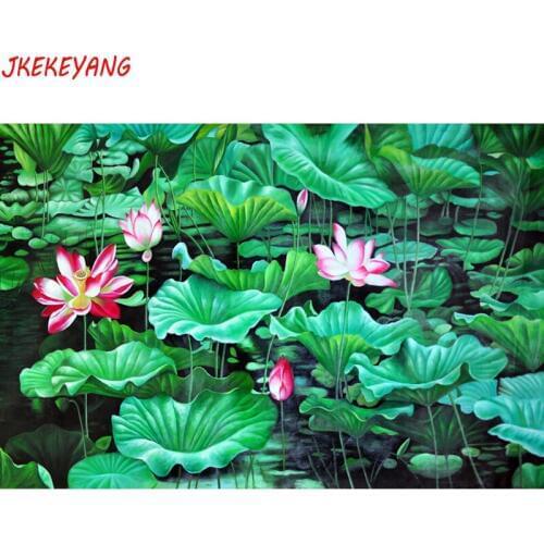 5D DIY square/round Diamond Painting Lotus Cross Stitch Diamond Embroidery Pattern Rhinestone home decor J1018