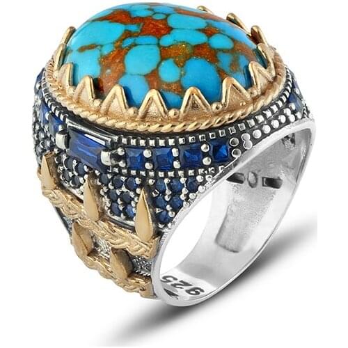 925 sterling Silver Turquoise Men 'S Ring Jewelry