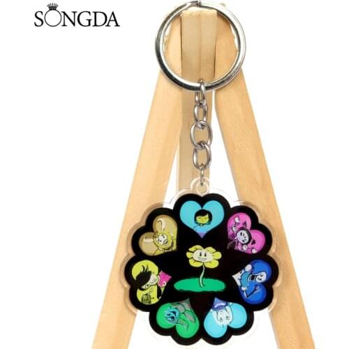 SONGDA Undertale Sans Acrylic Keychain Anime Printed Double Sided Pendant Key Ring Car Keychain Classic Anime Teens Decorations