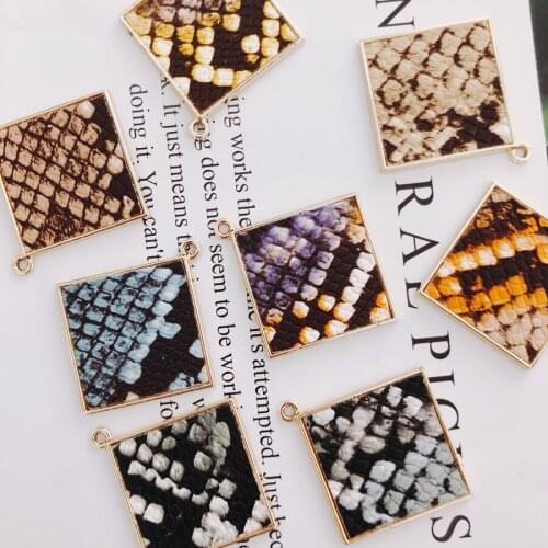 Alloy Square Pendant Necklace Charms DIY Material Jewelry Earring Accessories