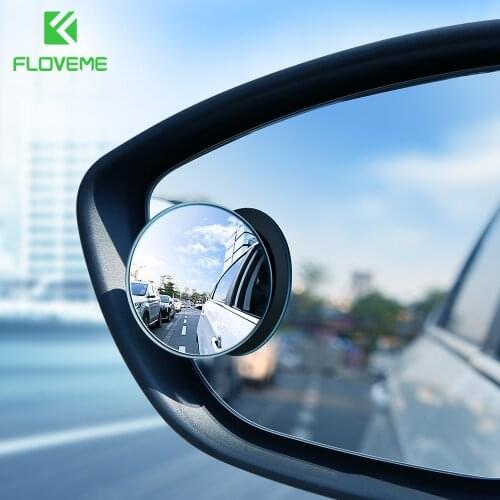 FLOVEME 2pcs Car Blind Spot HD Frameless Round Mirror 360 Degree Auto Rearview Convex Mirrors Wide Angle Blind Spot Car Mirror