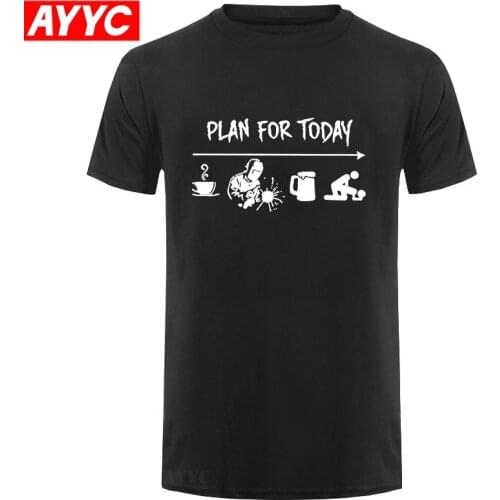 AYYC Men Plan for Today Coffee Welder Beer Sex T Shirts Funny Evolution Welding Gift for Welder Cotton Clothing Awesome T shirt