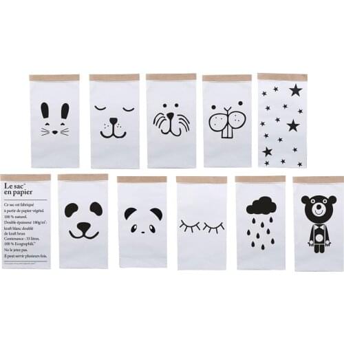 Large Cartoon Storage Bags Children Baby Play Mat Toys Clothes Organizer Heavy Kraft Paper Kids Laundry Bag Home Décor(Letter)