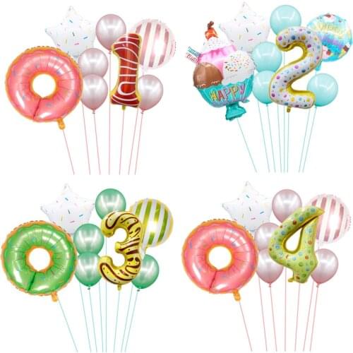 Big Donut Figure Balloons Candy Ice Cream Digital Balloon Baby Shower Birthday Party Supplies Kid Toys Donut Grow Up Decoration