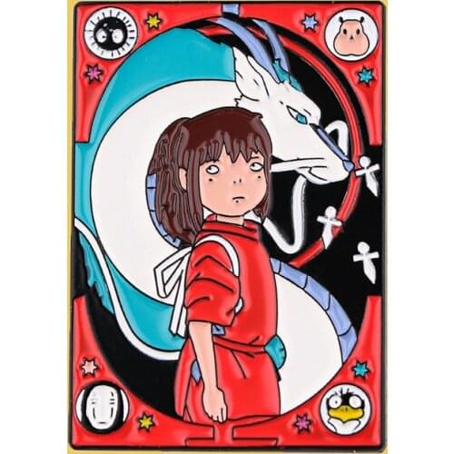 SP1651 Anime White Dragon Hard Enamel Pin Kawaii Cartoon Animals Brooch Anime Fan Collection Badge Unique Gift