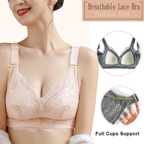 Push Up Padded Bras For Women Lace Plus Size Bra Sexy Lady Lace Gathered Bra Adjustable Pair Of Thin Breast Cup Underwear 2021