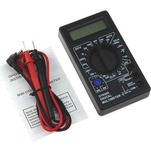 DT830D Mini Digital Multimeter voltmeter Voltage Ampere Ohm Tester DC AC Ammeter Power Meter Test With Lead Probe Buzzer
