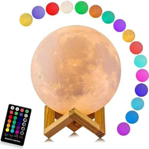 ZK20 Childrens Lights Night Lamp LED Night Light 3D Print Moon Lamp Rechargeable Color Change 3D Light Touch Moon Lamp for Home