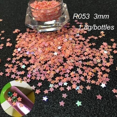 Pink orange Micro Star AB 3mm Holographic Laser STAR Shape Manicure Sequins for 3D nail art decoration and DIY Supplies