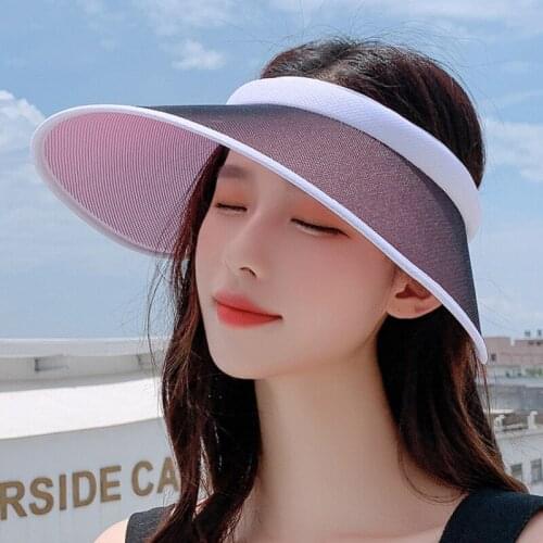 HT3710 Spring Summer Cap Women Big Wide Brim Sun Hat Lady Anti-UV Beach Cap Female Riding Sun Visor Hat Adjustable Visor Cap