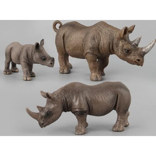 Simulated Wild Animal Rhinoceros Ornaments PVC Action Figures Collection Model Doll Toy For Children Kid Gift
