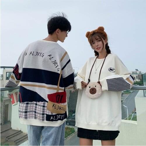 Korean Fashoins Oversized Sweater Harajuku Sweaters 3Xl Men Graphic Cartoon Winter Wool Sweater 2021 Pullover Couple