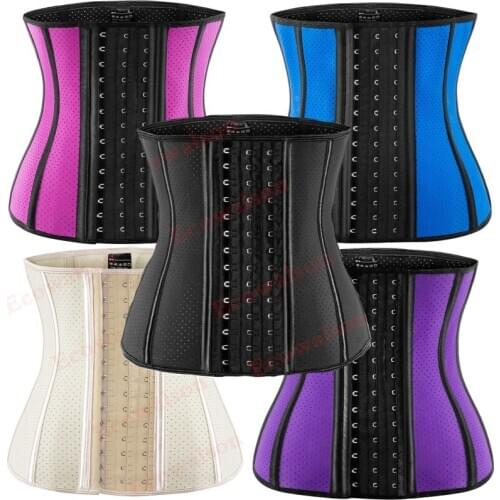 Waist Trainer for Weight Loss-Women Trimmer Slimmer Belt Latex Corset Cincher Body Shaper 9 steel bone breathable waist cincher