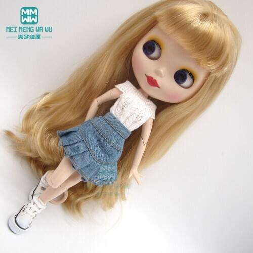 Doll clothes fashion three-piece sweater, skirt, shoes for 28cm Blyth Azone 1/6 doll accessories