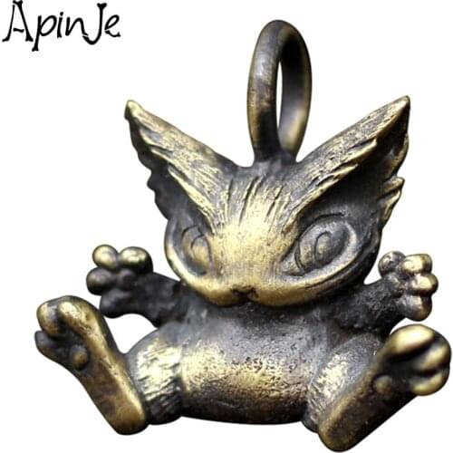 Apinje Brass Animal Pendant Necklace For Men Cat Punk Male Gothic Jewelry