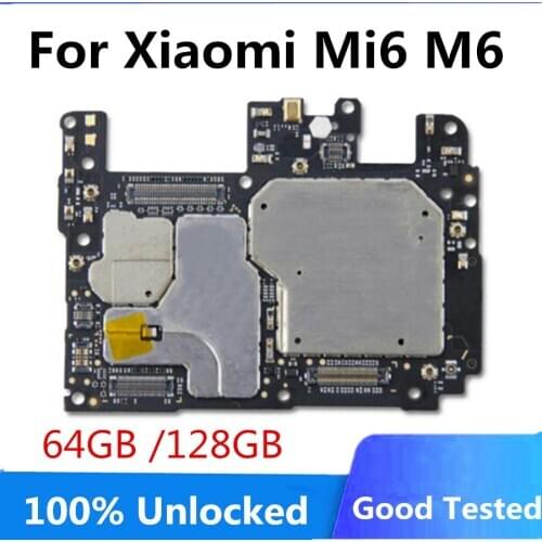 Original Unlock Motherboard For Xiaomi 6 Mi6 M6 Mainboard Logic Board For Xiaomi M6 64GB 128GB 100% Tested Full Work