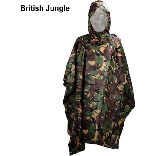 Multifunction Poncho Shelter Military Emergency Raincoat Waterproof Wearable Poncho Camouflage Cover for Camping Hunting Clothes