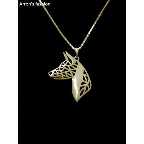Trendy Basenji profile pendant necklace women dog jewelry statement necklace