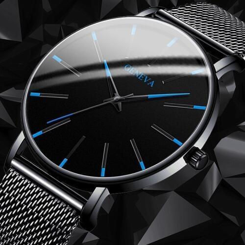 Fashion Mens Watches Stainless Steel Ultra Thin Simple Quartz WristWatch Luxury Business Sports Men Clocks Black Watches For Men