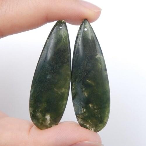 Natural Moss Agate Fashion Woman Earring Beads 45x15x6mm,11.7g