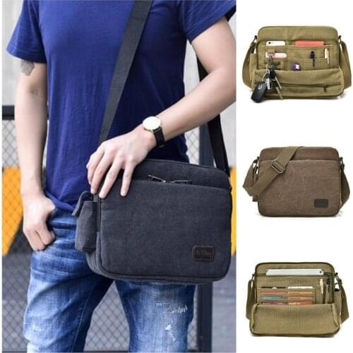 Men Canvas Vintage Satchel School Military Hiking Shoulder Messenger Bag Handbag