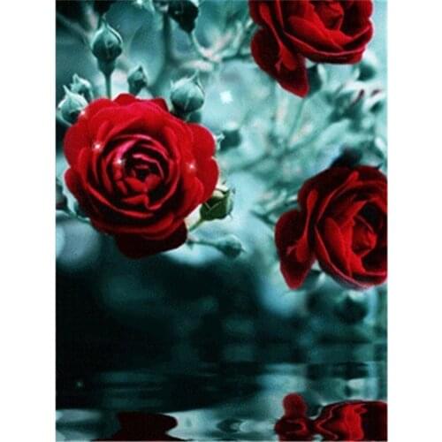Flower Rose DIY Embroidery Cross Stitch 11CT Kits Needlework Craft Set Printed Canvas Cotton Thread Home Decoration Wholesale