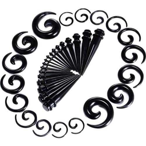 36Pcs/Lot Ear Gauge Taper And Plug Stretching Kits Earring Piercing Mix Color Expand 14G-00G Ear Gauge Starter Kit Taper