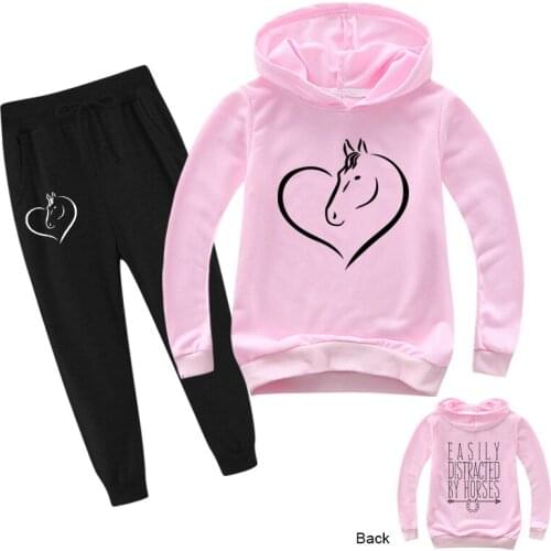 New Kids Boys Girls Cute horse Hoodies Pants Suit Cartoon Childrens Clothing Sweatshirts Casual Fashion Pullover Jogging Pant