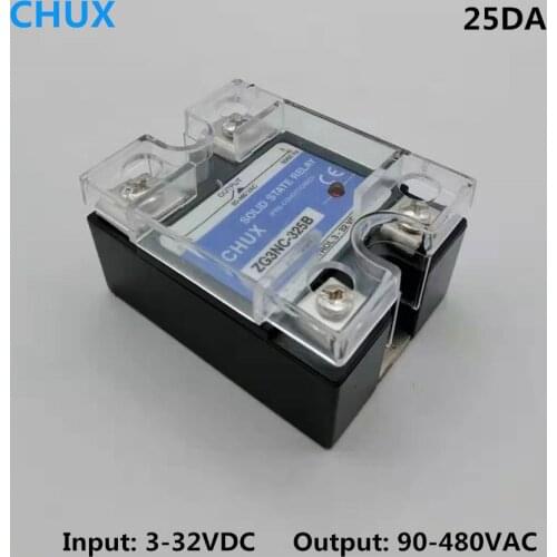 25A SSR relays DC To AC 3-32VDC 220v Single phase Solid State Relay SSR-25DA