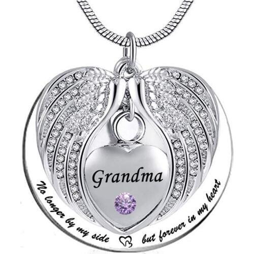 Unisex No Longer by My Side But Forever in My Heart grandma Cremation Ashes Urn Pendant Stainless Steel waterproof Necklace