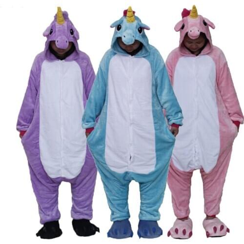 Pink Blue Unicorn Unisex Adult Pajamas Cosplay Onesies Cartoon Adult Onesie Animal Sleepwear Pyjamas Christmas Halloween Costume