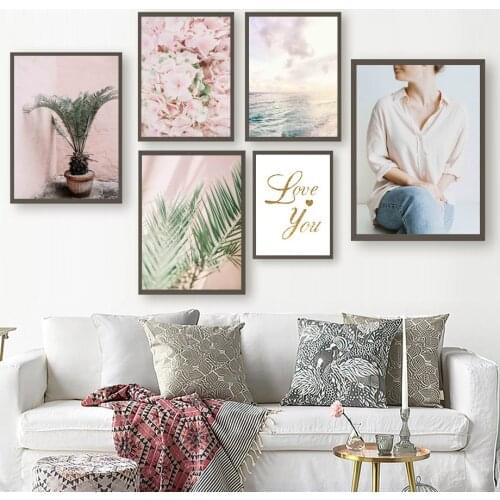 Sunflower Sakura Girl Cloud Sea Quote Wall Art Canvas Painting Nordic Posters And Prints Wall Pictures For Living Room Decor