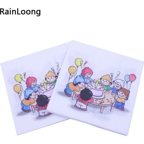 [RainLoong] Print Boy & Girl Children Paper Napkins With Dot For Birthday Party Decoration 33*33cm 1 pack (20pcs/pack)