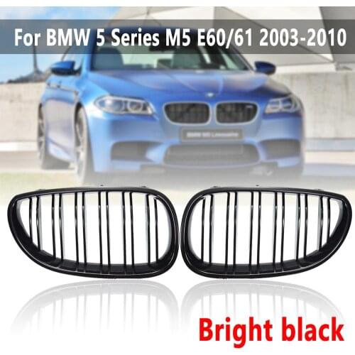 2Pcs Double Line Kidney Grilles fit For BMW 5 Series M5 Sedan E60/E61 2003-2010 Front Grills Gloss/Matte