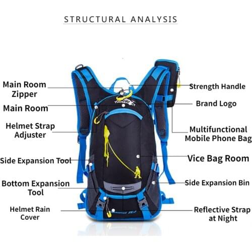 18L Cycling Outdoor Sport Backpack Bag with 2L Water Bag Rain Cover+Men Women Climbing Bicycle Hydration Pack Backpack Rucksack