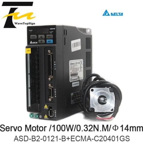 Delta 100W Servo Driver ASD-B2-0121-B+ECMA-C20401FS/GS 1.27NM Motor Set Servo Motor+Servo Driver 3M Cable