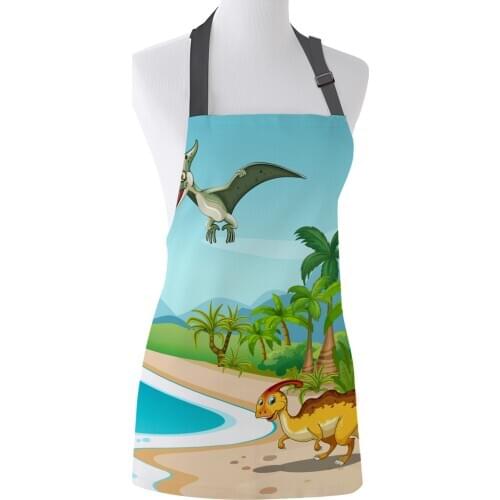 Tophome Kitchen Apron Dinosaur Home Printed Adjustable Sleeveless Canvas Aprons for Men Women Kids Home Cleaning Tools