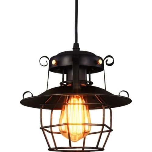 Vintage Cage Pendant Lights Retro Industrial Style LED Hanging Lamp For Bar Counter Restaurant Iron Living Room Decoration Light