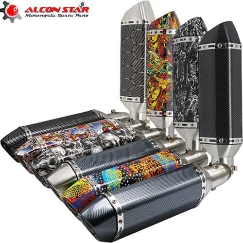 Alconstar- 38-51mm Motorcycle AkYoshimura Exhaust Muffler Pipe with DB Killer Fit for Kawasaki Z7250 NINJA for Yamaha