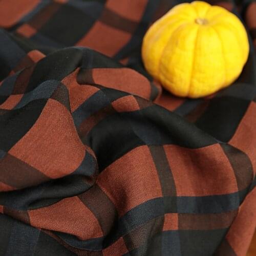 High-end Tencel Yarn-dyed Linen patchwork Dark Lattice Series fabric Fashion dress and cheongsam tissu