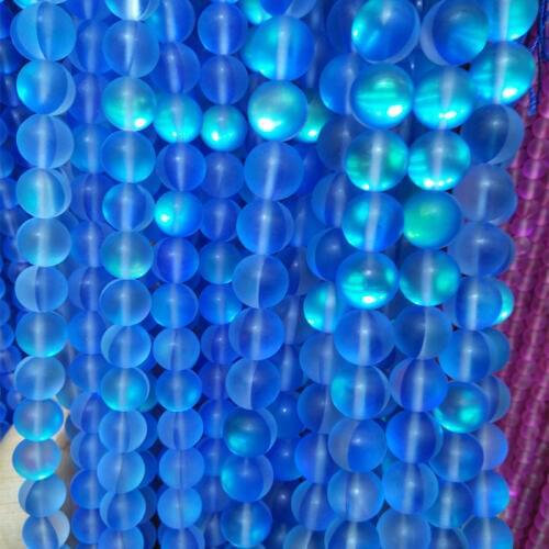 High Quality Natural Blue Shimmer Stone Beads Frosted Round Loose Flash Labradorite Bead Jewelry Bracelet Making DIY 6/8/10/12MM