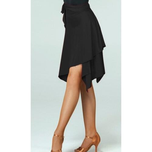 2021 Latin Dance Skirt Red / Black irregular Skirt Cha Cha/Rumba/Samba/Tango Dresses For Dancing Practice/Performamnce Dancewear