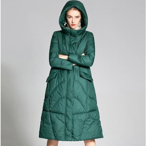 90% White Duck Down Jacket Women Thick Long Winter Coat Women Hooded Korean Female Doudoune Femme