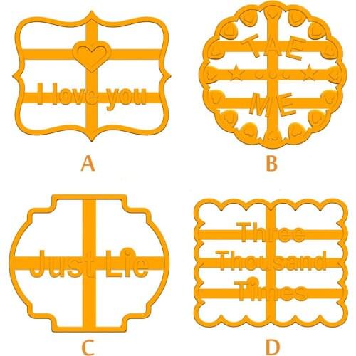 1/4Pcs Cookie Molds with Good Wishes Cookie Form with Fun and Irreverent Phrases Cookie Moulds for Baking Biscuit Cutters