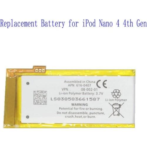 1 x Replacement 616-0407 Nano 4 Battery For Nano 4 Battery 3.7V For iPod Nano4 4G 4th 4Gen Generation MP3 Rechargeable Nano 4