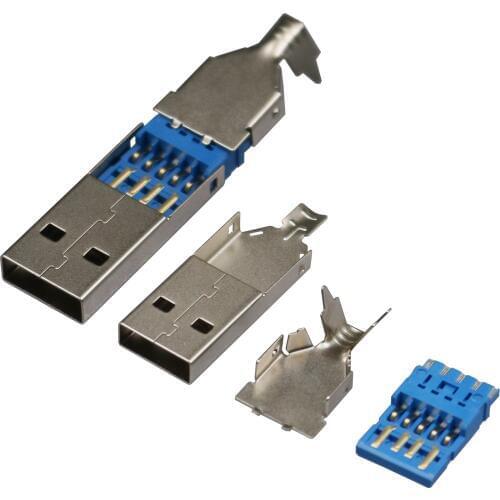 10PCS USB 3.0 Type A Male 9 Pin Three Types Solder Plug Connector DIY Parts