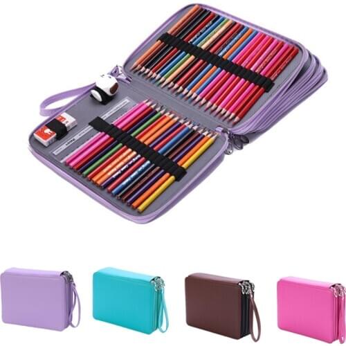 184 Holes PU Leather School Pencil Case Large Capacity Colored Pencil Bag Box Multi-functional Pencilcase For Art Supplies Gift